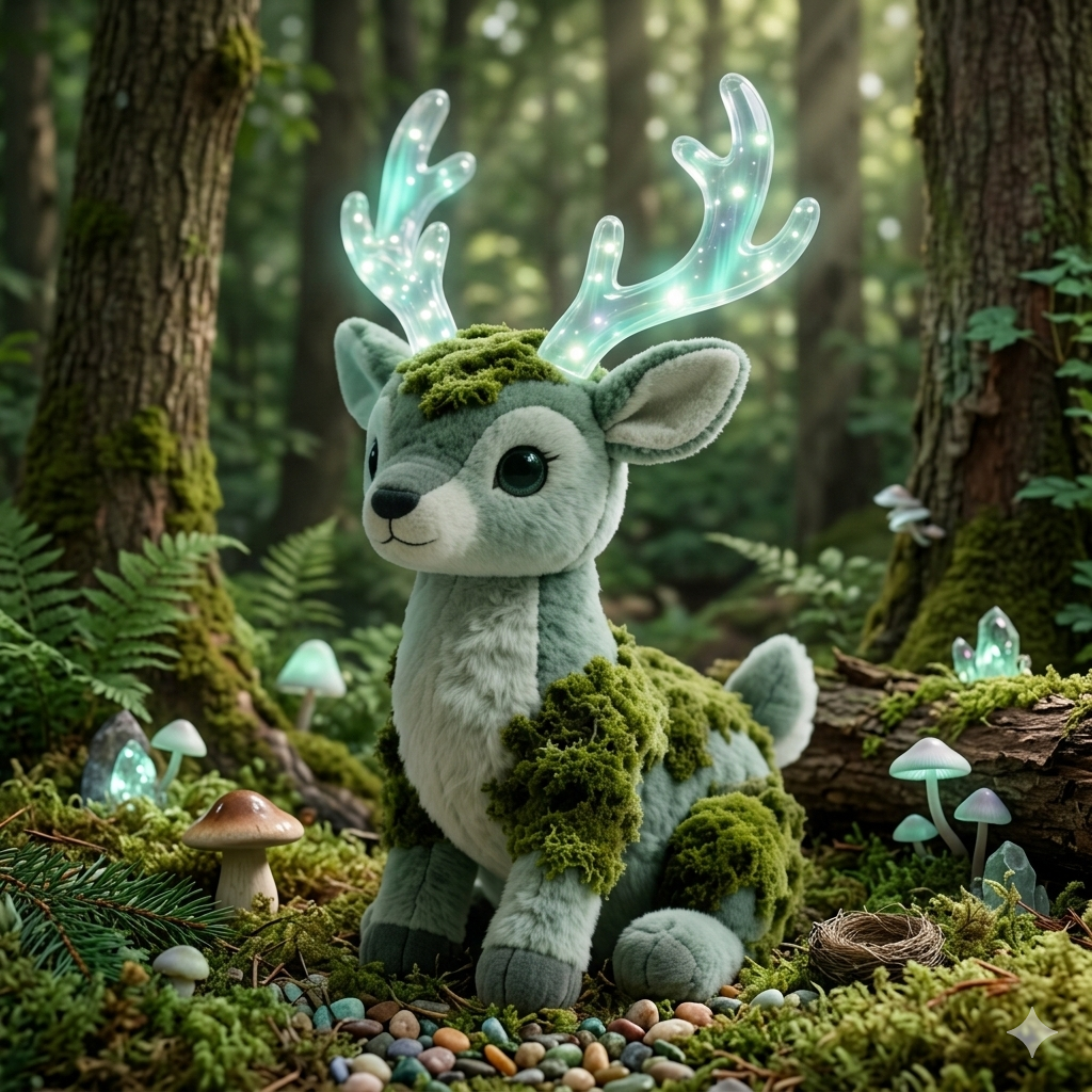 Plush Moss Deer — “Aurora Grove” (Collector Fantasy Plush)