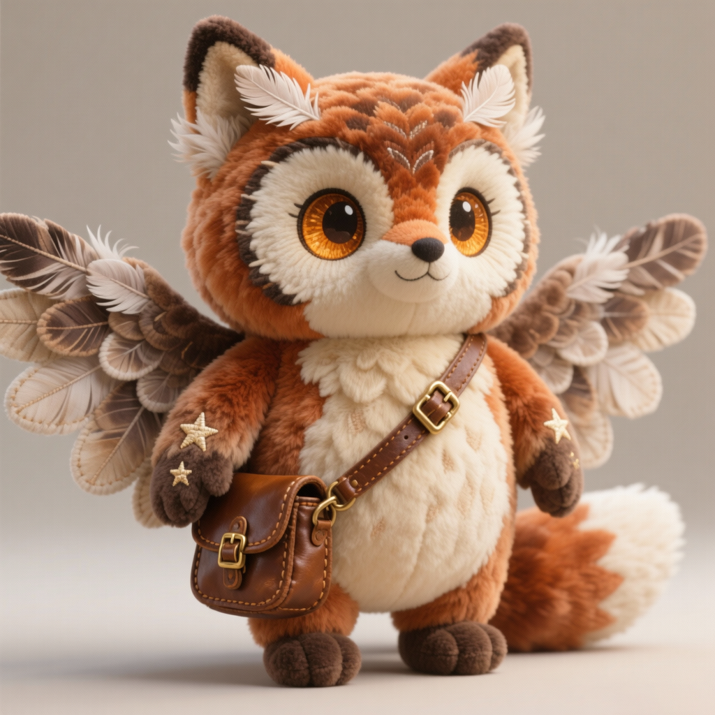 Winged Owl-Fox Plush — “Forest Courier” (Collector Fantasy Doll)