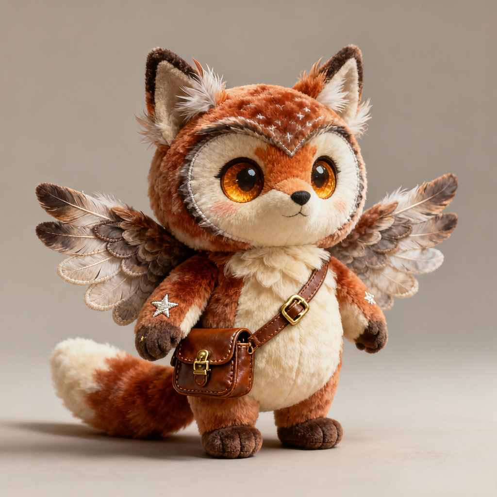 Winged Owl-Fox Plush — “Forest Courier” (Collector Fantasy Doll)