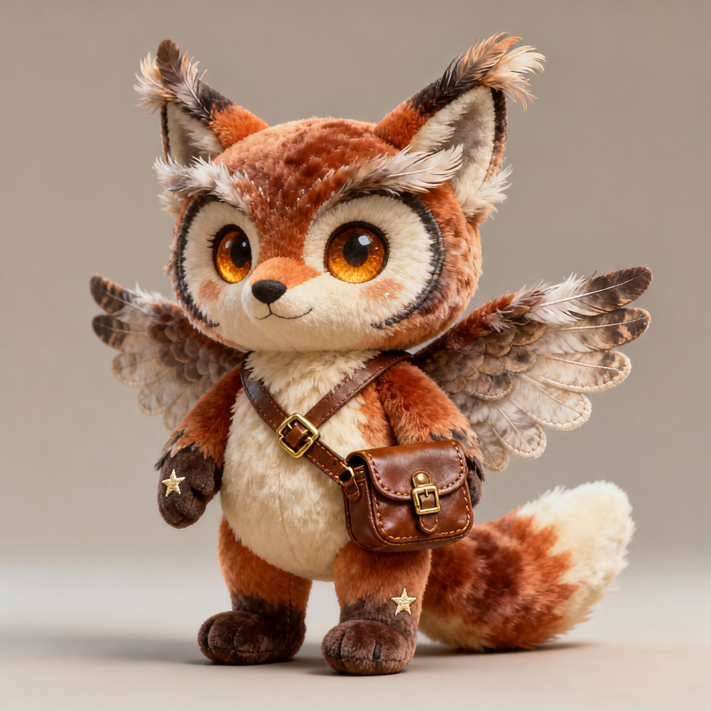 Winged Owl-Fox Plush — “Forest Courier” (Collector Fantasy Doll)