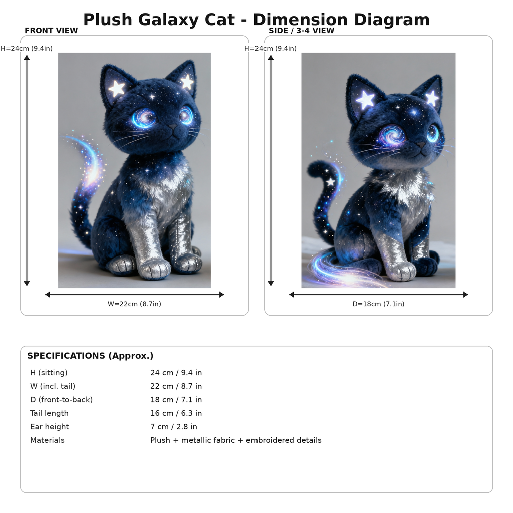 Plush Galaxy Cat — “Starlit Nebula” (Collectible Fantasy Plush)