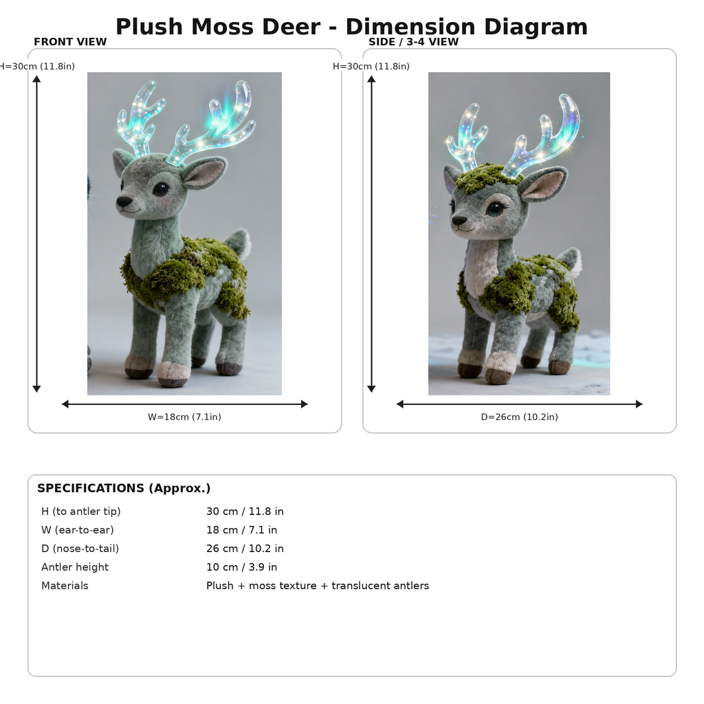 Plush Moss Deer — “Aurora Grove” (Collector Fantasy Plush)